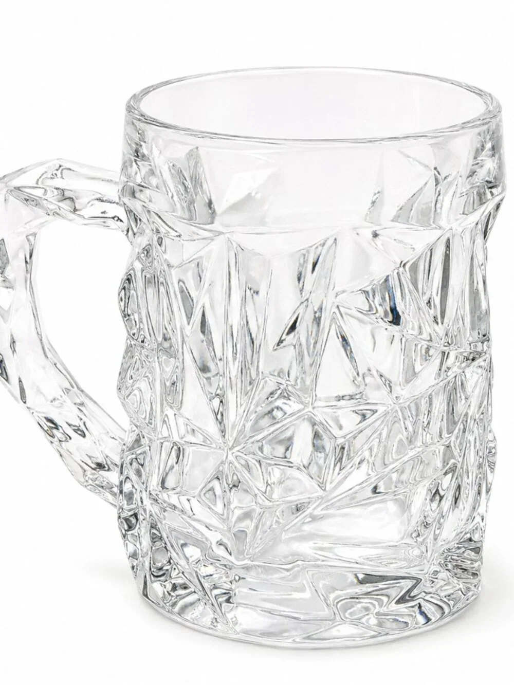 Tiffany & Co. Faceted Clear Crystal Glass Mug Geometric Barware